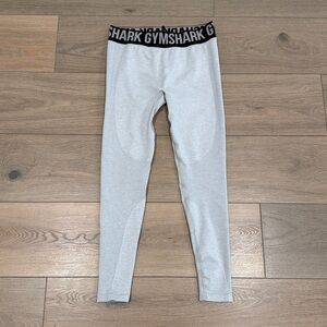 GYMSHARK Light Marl Grey/Black Flex Mid-Rise Active Gym Workout Leggings Size M
